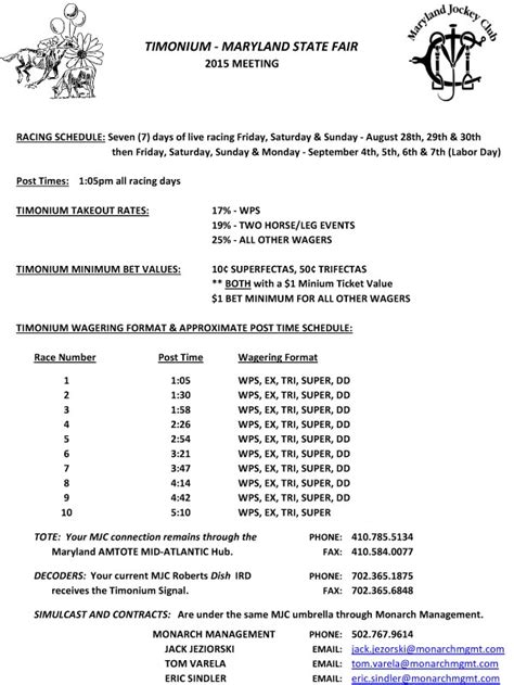 Timonium Entries & Results .